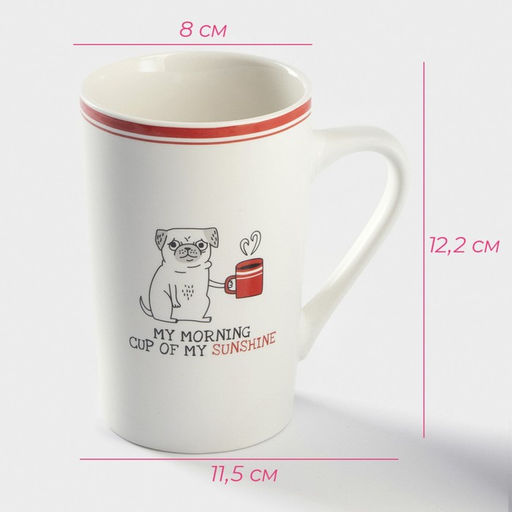 Кружка Доляна «Понедельник», 380 мл, фарфор, белая