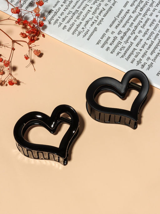 Цена за 6 шт. Крабик для волос «Сердце», 6.5 см, чёрный, МИКС