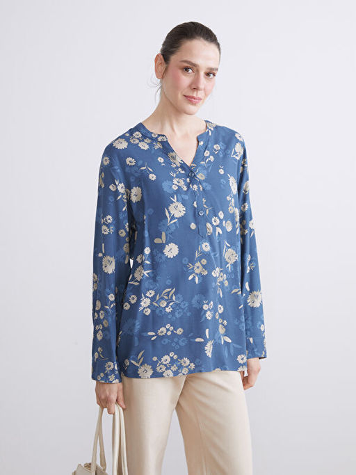 Ka??k Yaka ?i?ekli Bluz