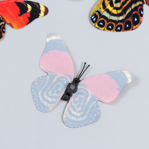 Магнит пластик под ткань Бабочки двойные, блеск н-р 6 шт МИКС h= 10;10,5;5;6,7;8,4;6,7 см - Simaland фото 3