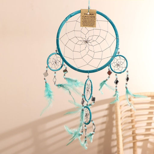 Ловец снов «Пять колец», 25×0.5×50 см, бирюзовый