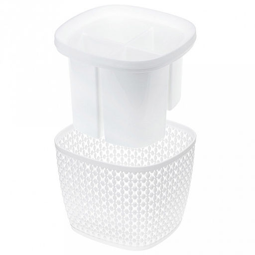 Подставка для столовых приборов пластмассовая "Пирула" 17х16х14м, белый (Россия)