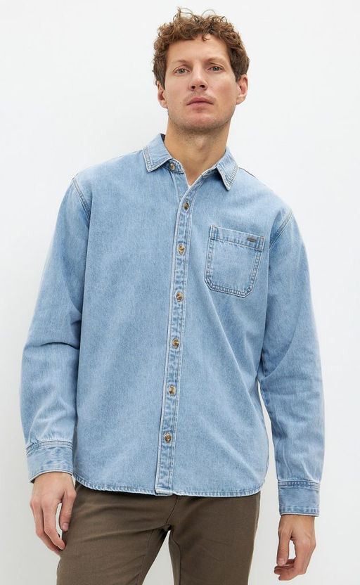 Рубашка джинс P311-1241 middle blue