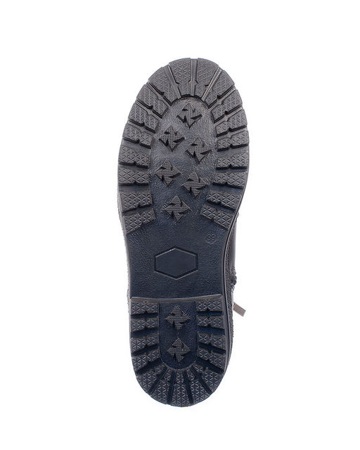 Ботинки женские на литой подошве, кожа, овчина, молния.