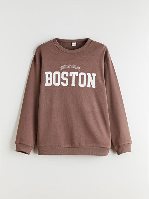 Bisiklet Yaka Boston Bask?l? Erkek ?ocuk Ti??rt