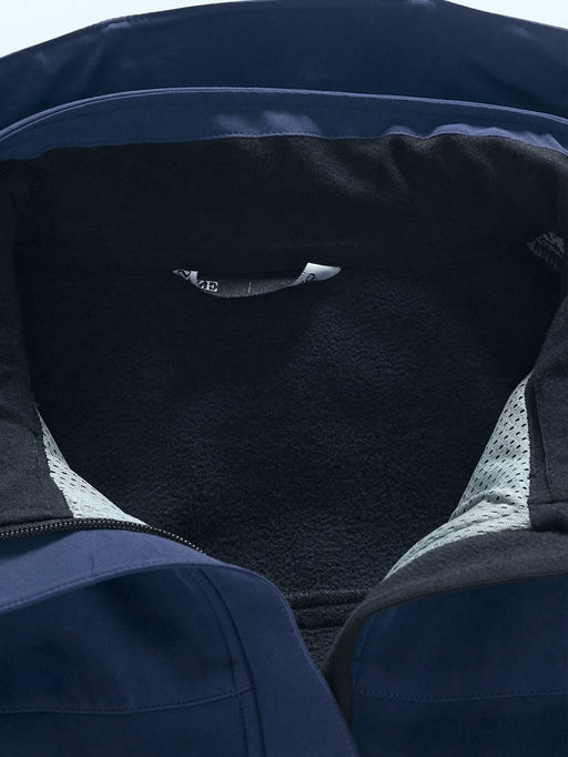 Ветровка женская софтшелл виндстоппер с капюшоном спортивная темно-синего цвета 9616_1TS