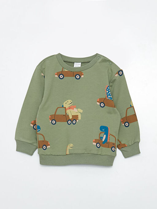 Bisiklet Yaka Uzun Kollu Bask?l? Erkek Bebek Sweatshirt 2li - Waikiki фото 3