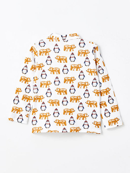 Polo Yaka Bask?l? Erkek ?ocuk Pijama Tak?m?