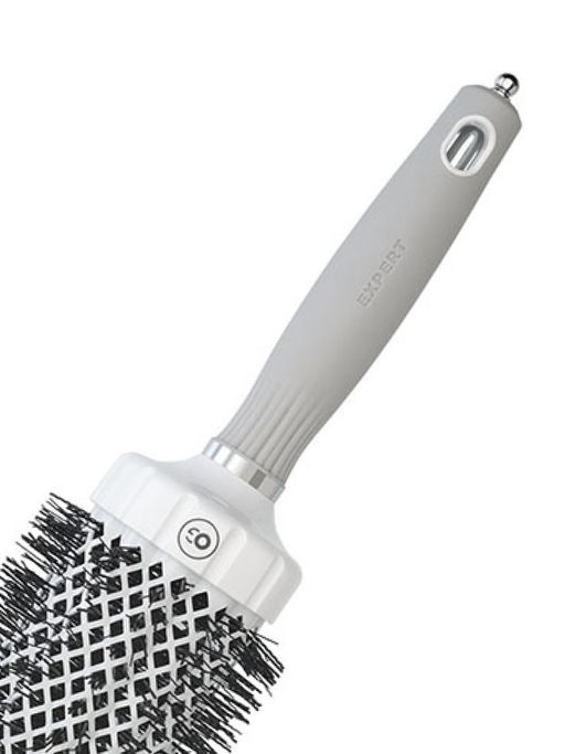 Olivia Garden Термобрашинг для укладки волос / Expert Blowout Grip White & Grey, 55 мм, бело-серый