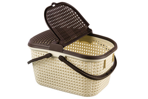 Корзина для пикника 25 л 46*35*27,5 см Паола с 2-мя крышками бежево-коричневая (модель 428) - Elan gallery фото 4