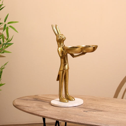 Конфетница двойная «Кролик угощает», 19×26×48 см, алюминий