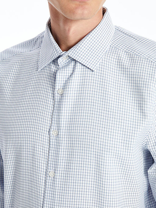 Slim Fit Uzun Kollu Ekose Gabardin Erkek G?mlek