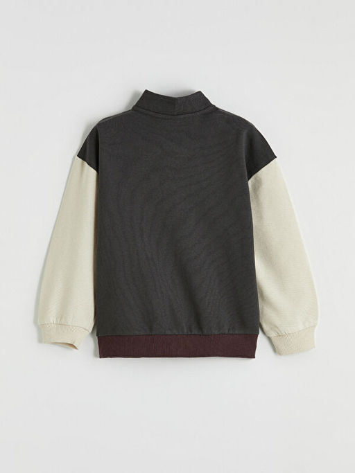Dik Yaka Erkek ?ocuk Fermuarl? Sweatshirt