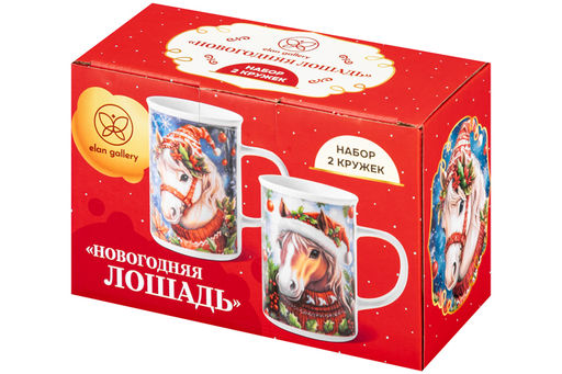 Набор 2 кружек 360 мл 11,5*7,5*11,5 см Новогодняя лошадь, фарфор - Elan gallery фото 7