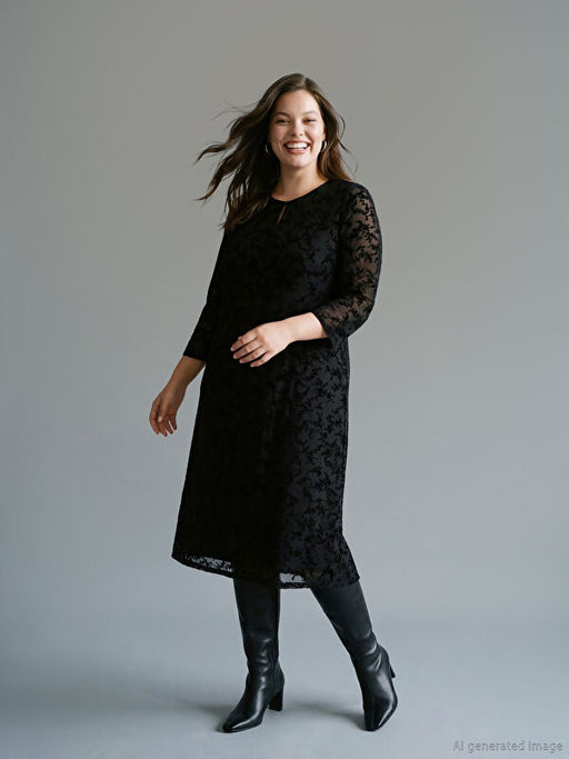 Bisiklet Yaka ?i?ekli Elbise