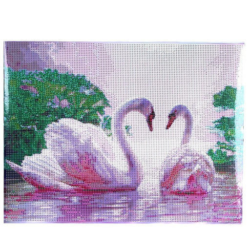 Алмазная мозаика с полным заполнением на подрамнике «Лебеди на озере», 30×40 см