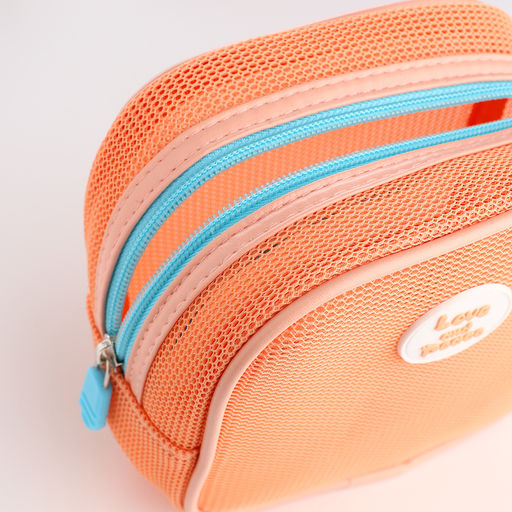 Косметичка на молнии, маленькая, сетчатая, Любовь и мир, оранжевая - Simaland фото 3