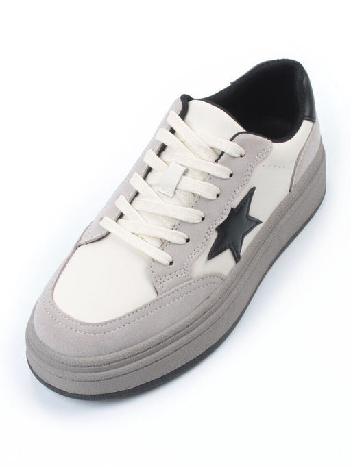 03-YE475-2 BEIGE/GREY Кроссовки женские (натуральная кожа)