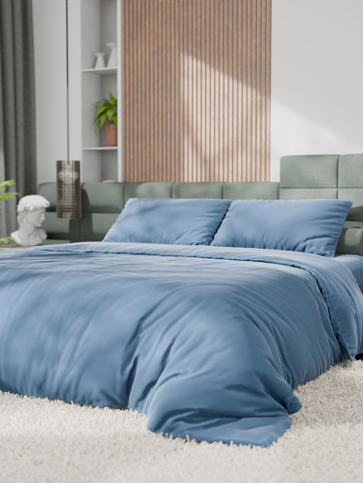 Постельное бельё 1.5-спальное «Этель», тенсель, серо-голубое