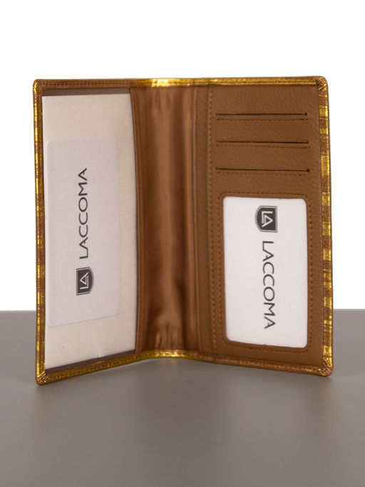 LACCOMA обложка для паспорта LA-3777-коричневый-золото натуральная кожа  фото 4