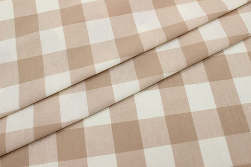 Вареный (стираный) хлопок Клетка (3.0*3.5см) цв.бежевый/молочный, ш.2.5м, хл-100%, 115гр/м.кв - Купава фото 3