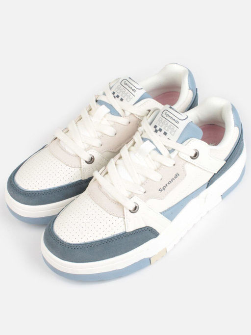 05-P232-5 WHITE/BLUE Кроссовки женские (натуральная замша, искусственная кожа)