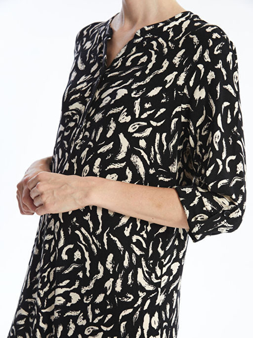 Ka??k Yaka Desenli Elbise