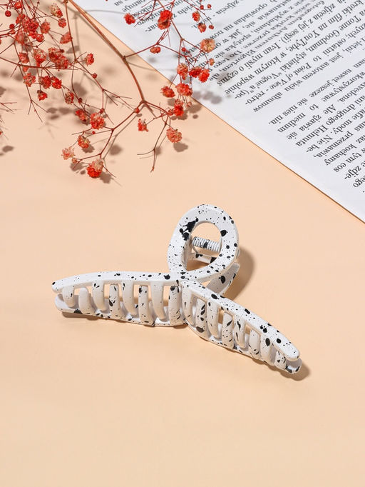 Цена за 12 шт. Крабик для волос «Пелагея», петля, 11 см, белый, чёрный