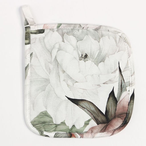 Прихватка Этель Пионы 19х19см,100% х/л, ватин 250г/м2 (двухсторонняя)  фото 2