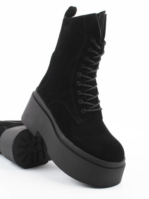 04-PAT225-2Z BLACK Ботинки зимние женские (натуральная замша, 100% шерсть)