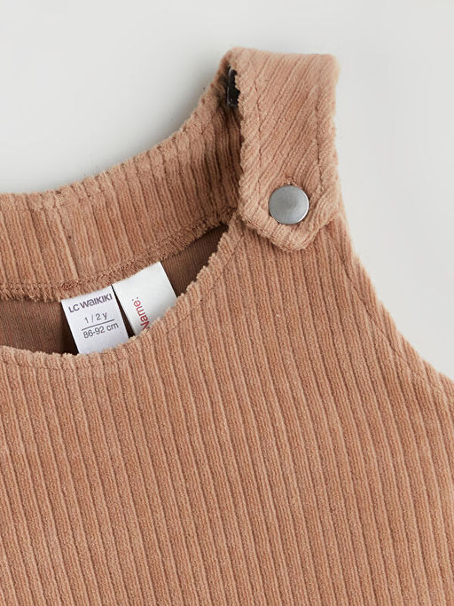 Bisiklet Yaka K?z ?ocuk Kadife Salopet Elbise