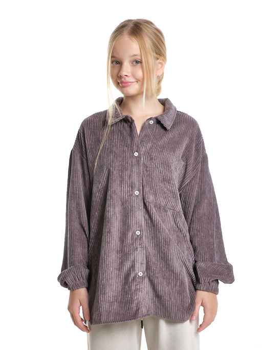 Вельветовая рубашка для девочки 22-7364 бежевый - Mini maxi фото 24