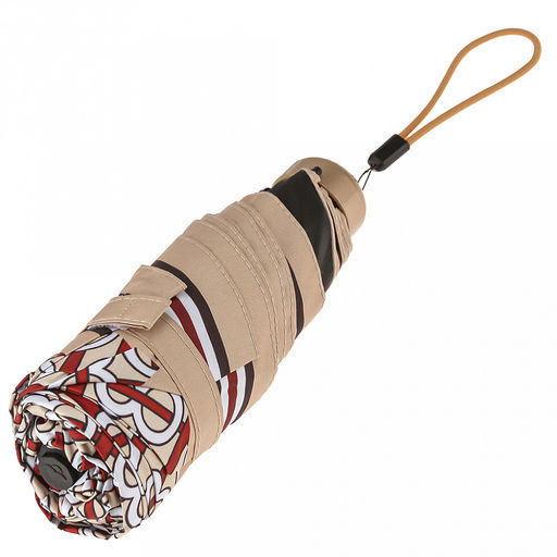 Зонт-мини механический Орнамент ткань эпонж (полиэстер) + черное УФ-покрытие, 6 лучей, д/купола 90см, 5 сложений, 17см в сложенном виде, механизм против ветра, пластмассовая ручка, цвет ванильный, 225гр (Китай) - Домашняя Мода фото 7