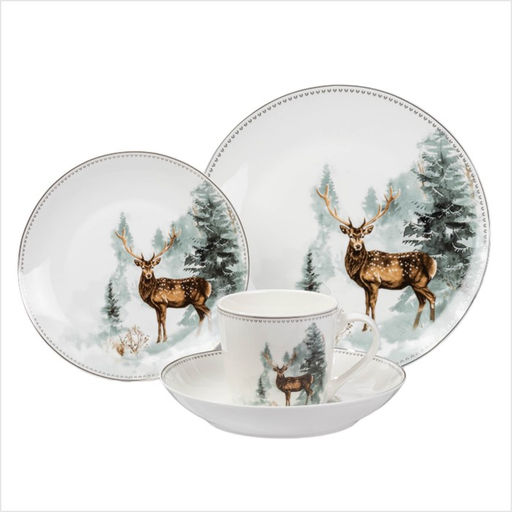 Тарелка новогодняя Зимний лес, d=27 см, фарфор, белая