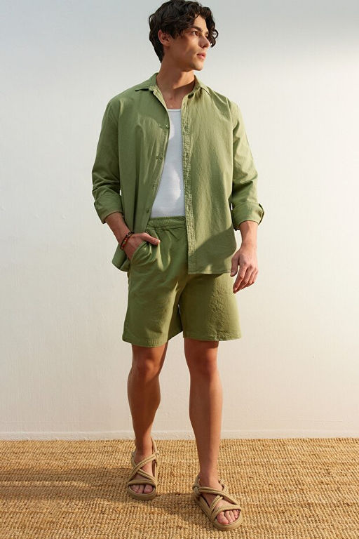 Haki Loose Fit Pamuklu Ba_c_kl_ _ort TMNSS23SR00056 - Trendyolmilla фото 2