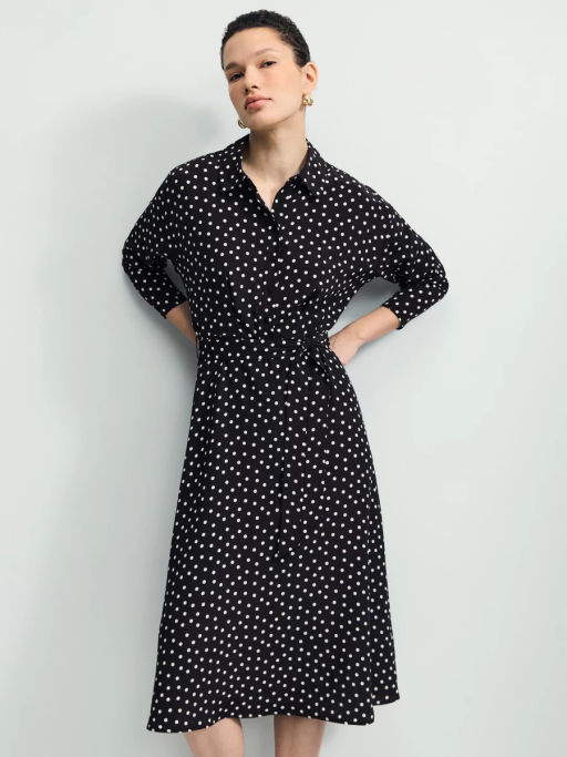 Приталенное платье с принтом в горошек / Zarina