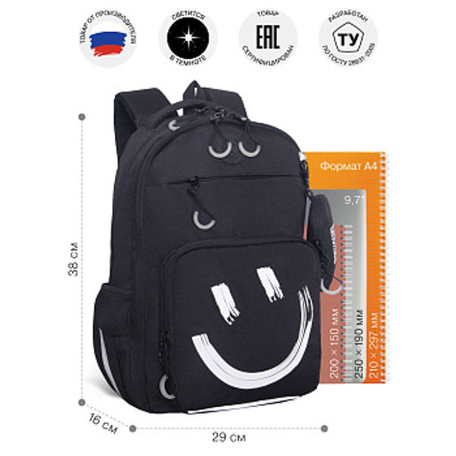 RB-659-3 Рюкзак школьный с чехлом для мелочей - Grizzly фото 35