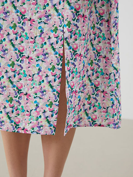 Beli Lastikli ?i?ekli A Kesim Etek