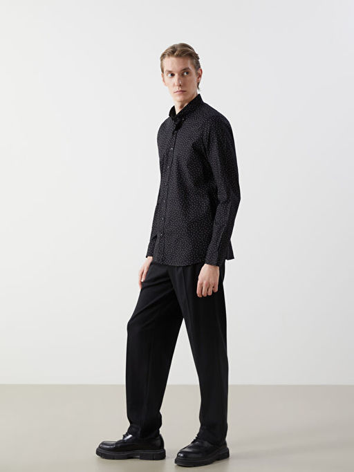 Slim Fit Uzun Kollu Desenli Arm?rl? Erkek G?mlek