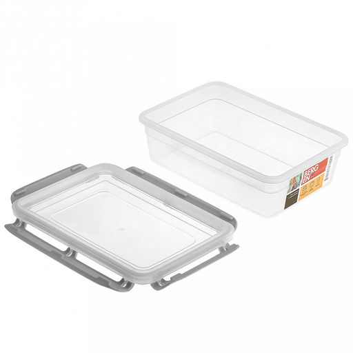 "Bergen" Контейнер для продуктов пластмассовый 1,4л, 21,5х15,1х7,5см, с защелками, пепельный жемчуг, подходит для СВЧ (Россия)