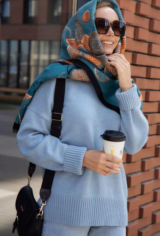 в составе ШЕРСТЬ и КАШЕМИР Большой, мягкий, теплый двусторонний палантин - Tantino фото 14