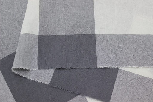 Вареный (стираный) хлопок Клетка (9.5*9.5см) цв.графитовый/молочный, ш.2.5м, хл-100%, 125гр/м.кв - Купава фото 3