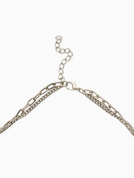 Колье "Жемчуг" борокко, цепь, удлиненное, 2 яруса, цвет белый в серебре