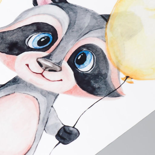 Наклейка пластик интерьерная цветная "Енотик с воздушными шарами" 30х60 см