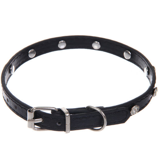 Цена за 4 шт. Ошейник для собак и кошек со стразами "На стиле", цвет черный, 1см, размер S, 28*30см (лейбл)