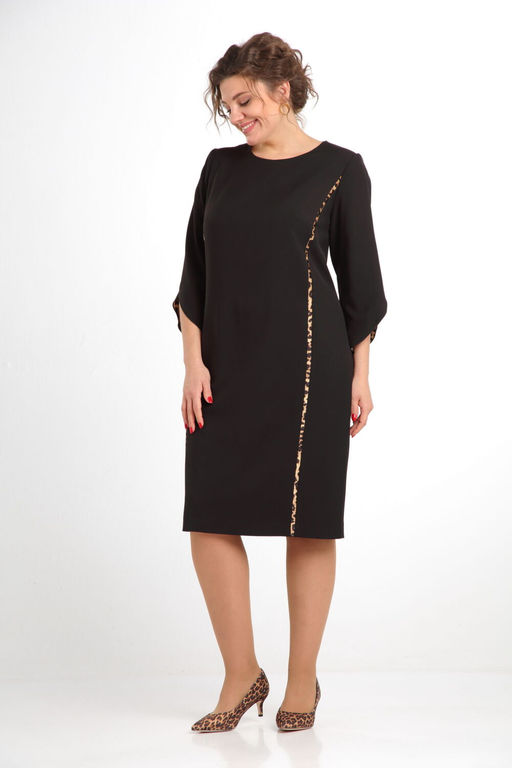 Платье VILENA 1043 черный+леопард  фото 3