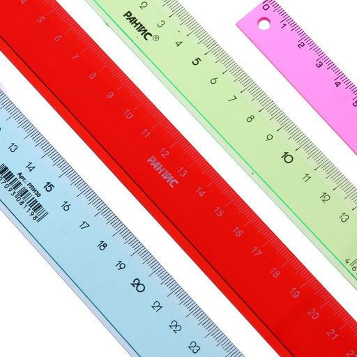 Цена за 4 шт. Набор 4 линейки Calligrata "Neon", 15, 20, 25 и 30 см, прозрачная, европодвес, микс