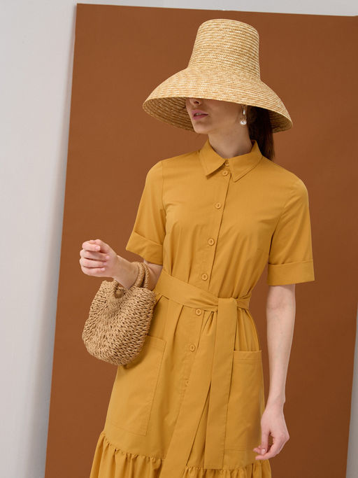 Платье хлопок OD-791-4 горчица OD-791-4