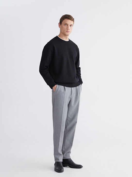 Bisiklet Yaka Erkek Kal?n Sweatshirt