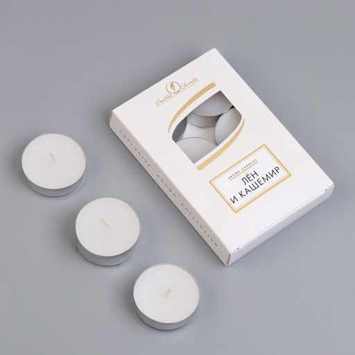 Цена за 2 шт. Набор свечей ароматических чайных «Лен и кашемир», 6 шт., 12 г